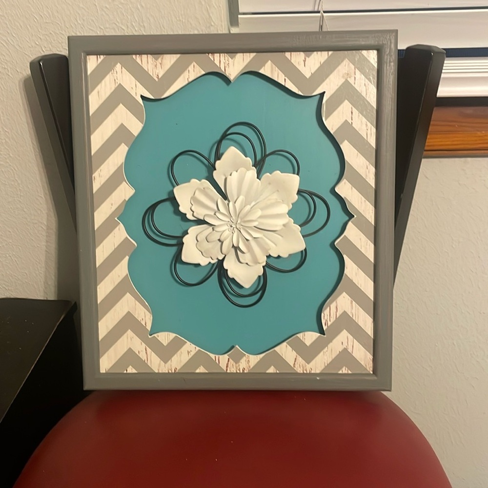 Turquoise and grey wall decor